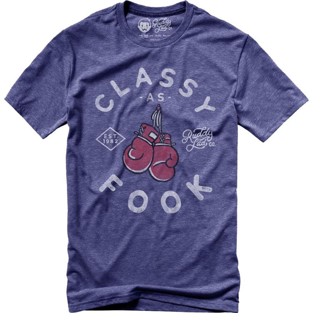 RUDDY LAD | CLASSY AS FOOK BOXING TShirt Mens Size M HEATHER BLUE Tee
